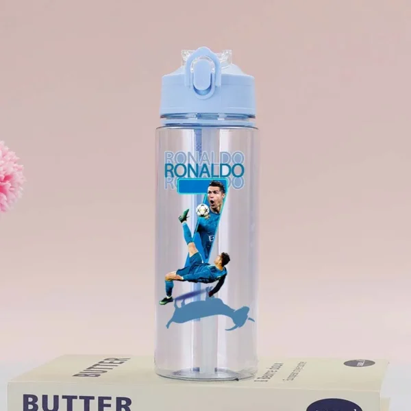 CR7 Cristiano Ronaldo Summer Sports Water Bottle – Large Capacity Transparent Plastic Cup, Portable Outdoor Drinking Bottle
