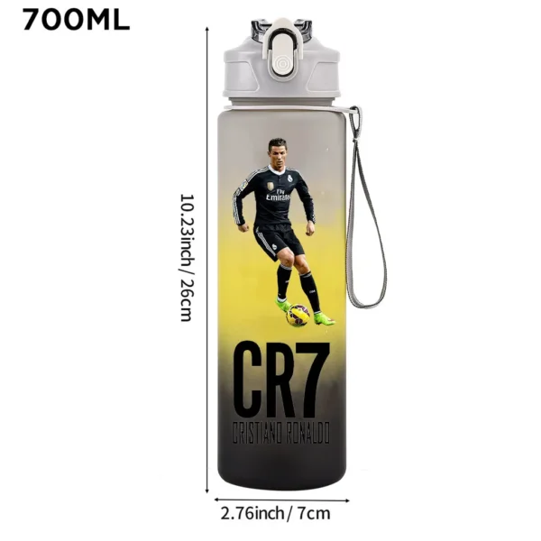 CR7 Cristiano Ronaldo 750ml Sports Water Bottle – Leak Proof Portable Football Fitness Drinking Cup for Outdoor Sports