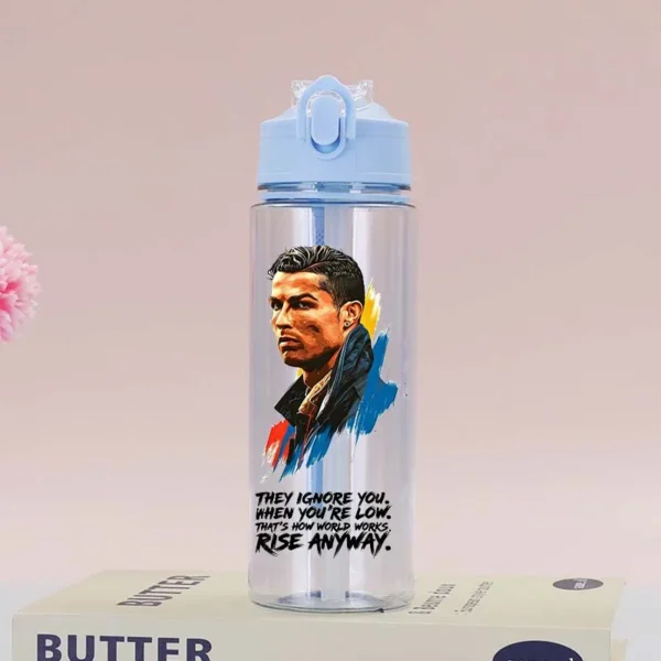 CR7 Cristiano Ronaldo Summer Sports Water Bottle – Large Capacity Transparent Plastic Cup, Portable Outdoor Drinking Bottle