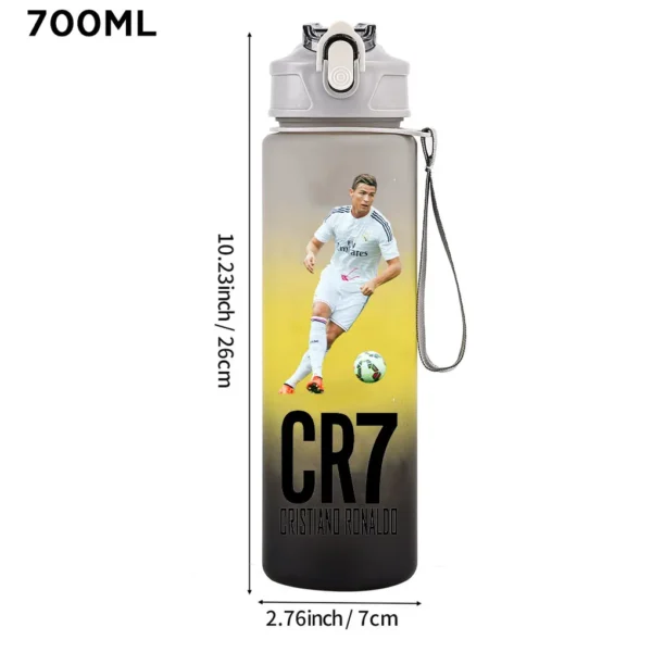 CR7 Cristiano Ronaldo 750ml Sports Water Bottle – Leak Proof Portable Football Fitness Drinking Cup for Outdoor Sports