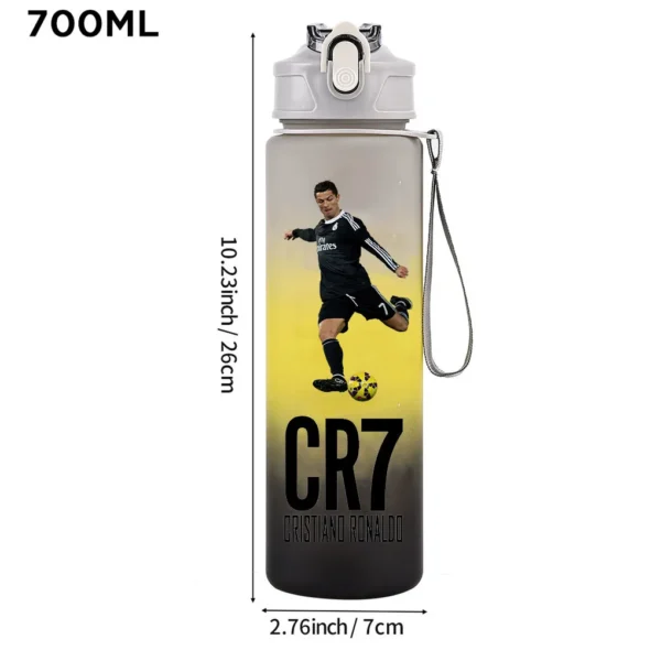 CR7 Cristiano Ronaldo 750ml Sports Water Bottle – Leak Proof Portable Football Fitness Drinking Cup for Outdoor Sports