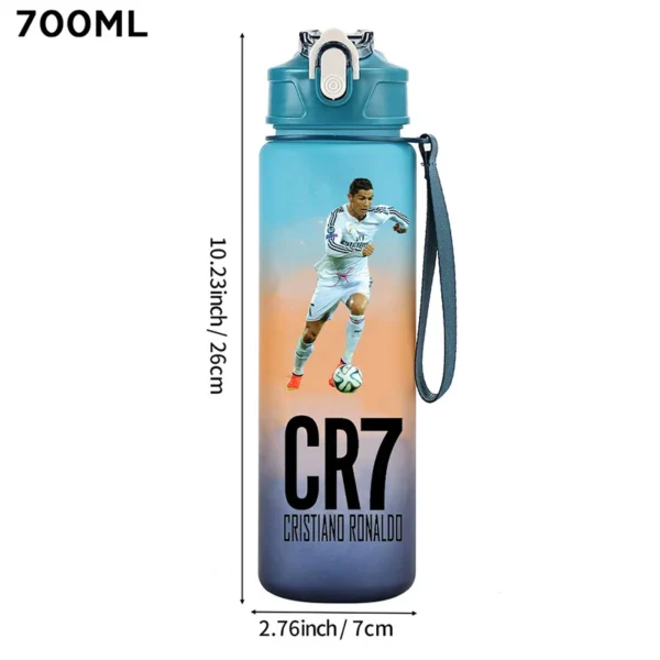 CR7 Cristiano Ronaldo 750ml Sports Water Bottle – Leak Proof Portable Football Fitness Drinking Cup for Outdoor Sports