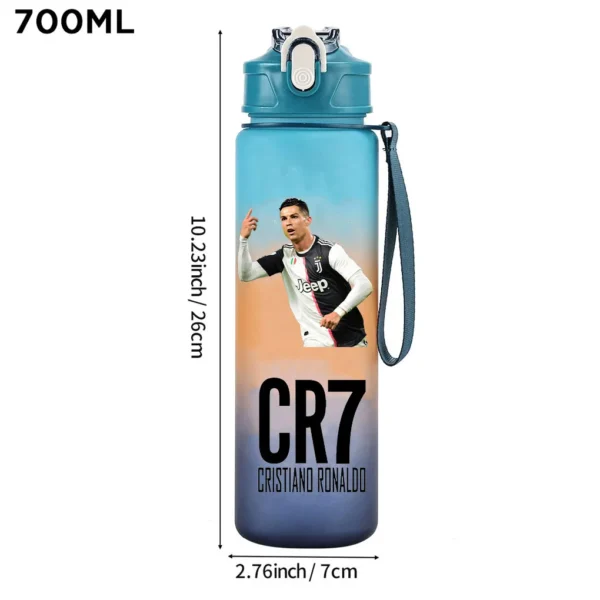CR7 Cristiano Ronaldo 750ml Sports Water Bottle – Leak Proof Portable Football Fitness Drinking Cup for Outdoor Sports