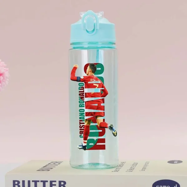 CR7 Cristiano Ronaldo Summer Sports Water Bottle – Large Capacity Transparent Plastic Cup, Portable Outdoor Drinking Bottle