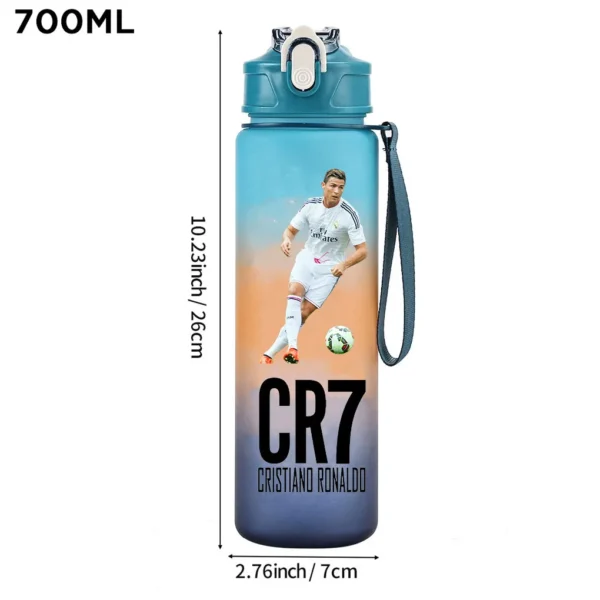 CR7 Cristiano Ronaldo 750ml Sports Water Bottle – Leak Proof Portable Football Fitness Drinking Cup for Outdoor Sports