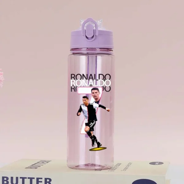CR7 Cristiano Ronaldo Summer Sports Water Bottle – Large Capacity Transparent Plastic Cup, Portable Outdoor Drinking Bottle