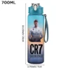 CR7 Cristiano Ronaldo 750ml Sports Water Bottle – Leak Proof Portable Football Fitness Drinking Cup for Outdoor Sports