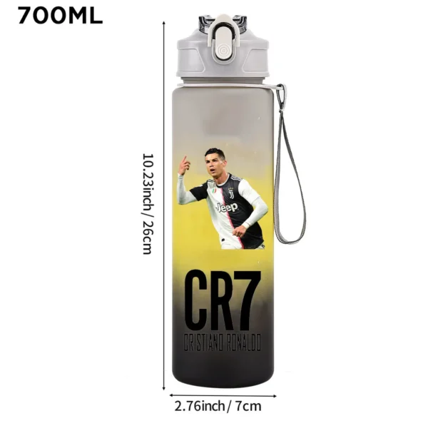 CR7 Cristiano Ronaldo 750ml Sports Water Bottle – Leak Proof Portable Football Fitness Drinking Cup for Outdoor Sports