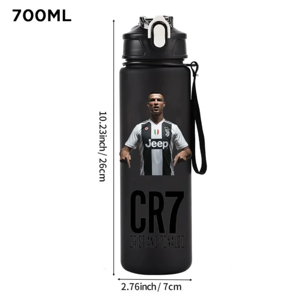 CR7 Cristiano Ronaldo 750ml Sports Water Bottle – Leak Proof Portable Football Fitness Drinking Cup for Outdoor Sports