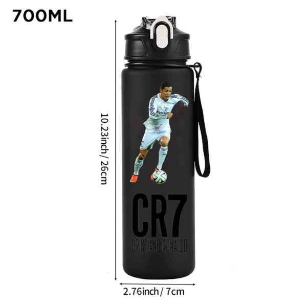 CR7 Cristiano Ronaldo 750ml Sports Water Bottle – Leak Proof Portable Football Fitness Drinking Cup for Outdoor Sports