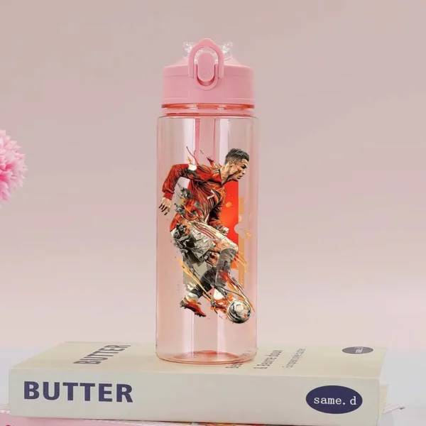 CR7 Cristiano Ronaldo Summer Sports Water Bottle – Large Capacity Transparent Plastic Cup, Portable Outdoor Drinking Bottle