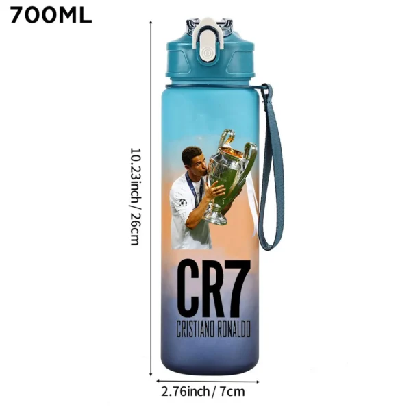 CR7 Cristiano Ronaldo 750ml Sports Water Bottle – Leak Proof Portable Football Fitness Drinking Cup for Outdoor Sports