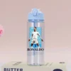 CR7 Cristiano Ronaldo Summer Sports Water Bottle – Large Capacity Transparent Plastic Cup, Portable Outdoor Drinking Bottle