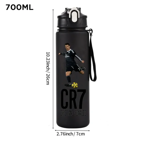 CR7 Cristiano Ronaldo 750ml Sports Water Bottle – Leak Proof Portable Football Fitness Drinking Cup for Outdoor Sports