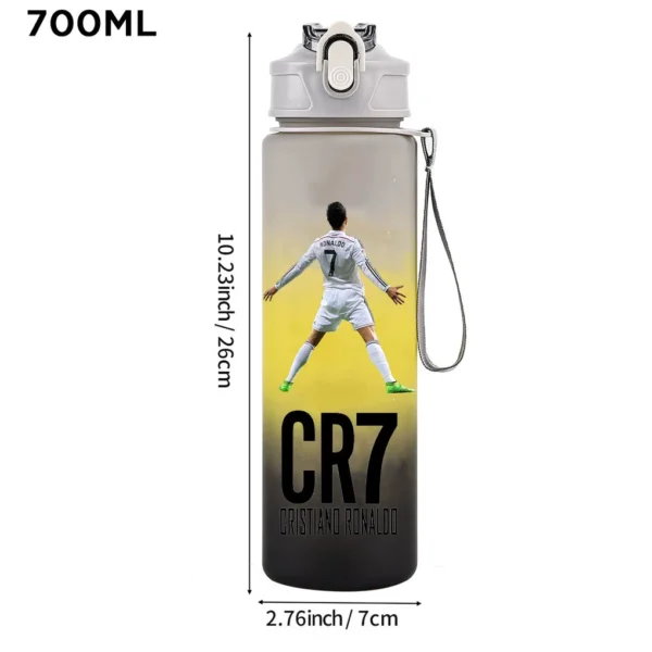 CR7 Cristiano Ronaldo 750ml Sports Water Bottle – Leak Proof Portable Football Fitness Drinking Cup for Outdoor Sports