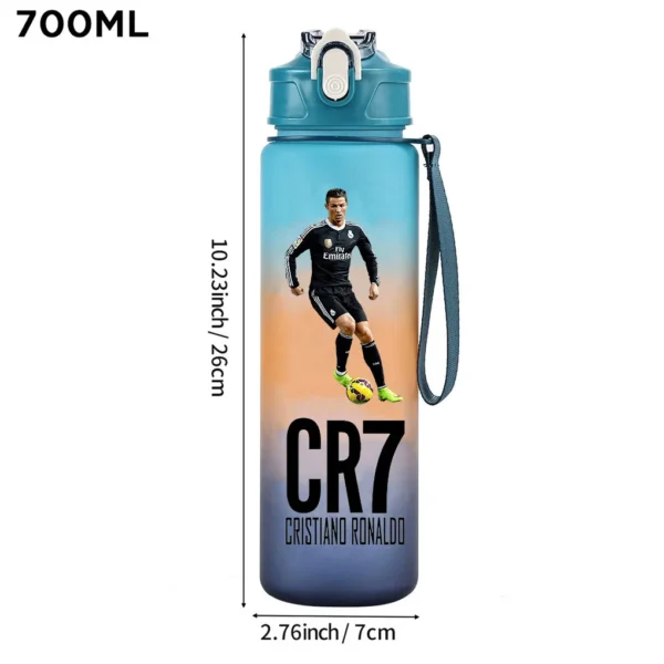 CR7 Cristiano Ronaldo 750ml Sports Water Bottle – Leak Proof Portable Football Fitness Drinking Cup for Outdoor Sports