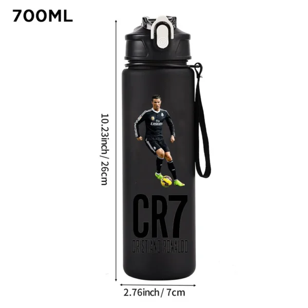 CR7 Cristiano Ronaldo 750ml Sports Water Bottle – Leak Proof Portable Football Fitness Drinking Cup for Outdoor Sports
