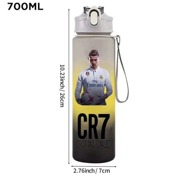 CR7 Cristiano Ronaldo 750ml Sports Water Bottle – Leak Proof Portable Football Fitness Drinking Cup for Outdoor Sports