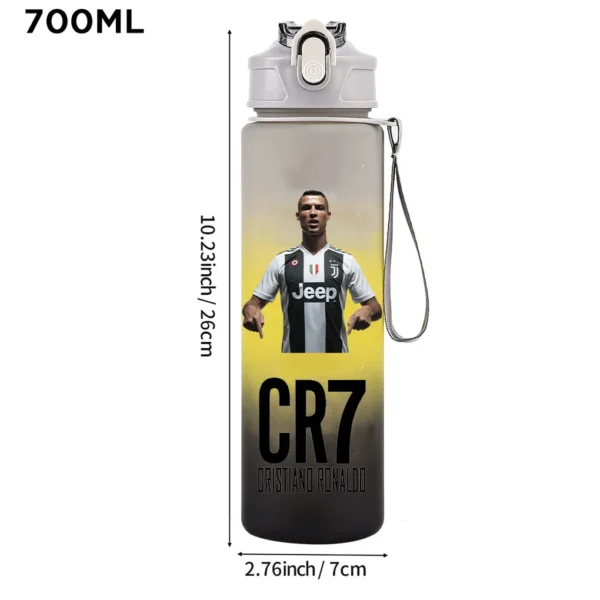 CR7 Cristiano Ronaldo 750ml Sports Water Bottle – Leak Proof Portable Football Fitness Drinking Cup for Outdoor Sports